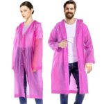 Pivalo EVA Waterproof Rain Coat Hooded Universal Outdoor Water Resistant Portable Suit for Men Women Boys & Girls (Universal Size, 1 Pc Pink)