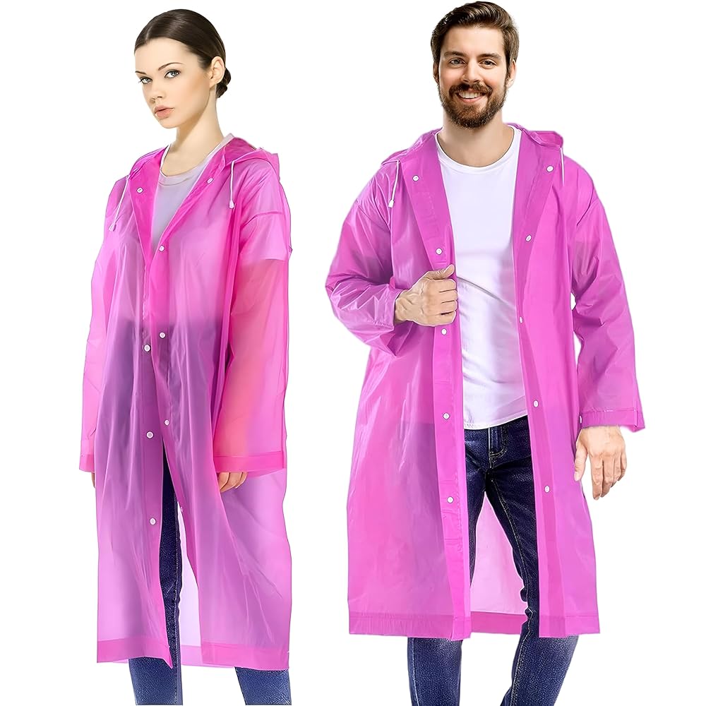 Pivalo EVA Waterproof Rain Coat Hooded Universal Outdoor Water Resistant Portable Suit for Men Women Boys & Girls (Universal Size, 1 Pc Pink)