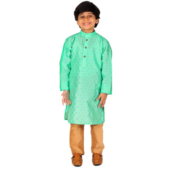Pro-Ethic Style Developer Handloom Jacquard Silk Kurta Set for Boys | Traditional Ethnic Wear | Indian Dress for Kids | Pack of 1 (S-117)