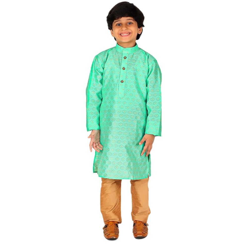 Pro-Ethic Style Developer Handloom Jacquard Silk Kurta Set for Boys | Traditional Ethnic Wear | Indian Dress for Kids | Pack of 1 (S-117)
