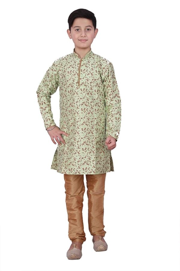 Pro-Ethic Style Developer Handloom Jacquard Silk Kurta Set for Boys | Traditional Ethnic Wear | Indian Dress for Kids | Pack of 1 (S-117)