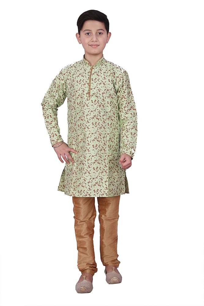 Pro-Ethic Style Developer Handloom Jacquard Silk Kurta Set for Boys | Traditional Ethnic Wear | Indian Dress for Kids | Pack of 1 (S-117)