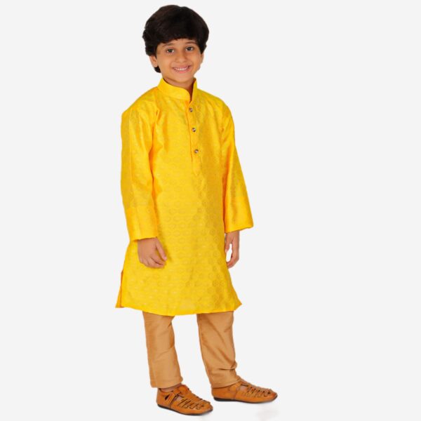 Pro-Ethic Style Developer Handloom Jacquard Silk Kurta Set for Boys | Traditional Ethnic Wear | Indian Dress for Kids | Pack of 1 (S-117)