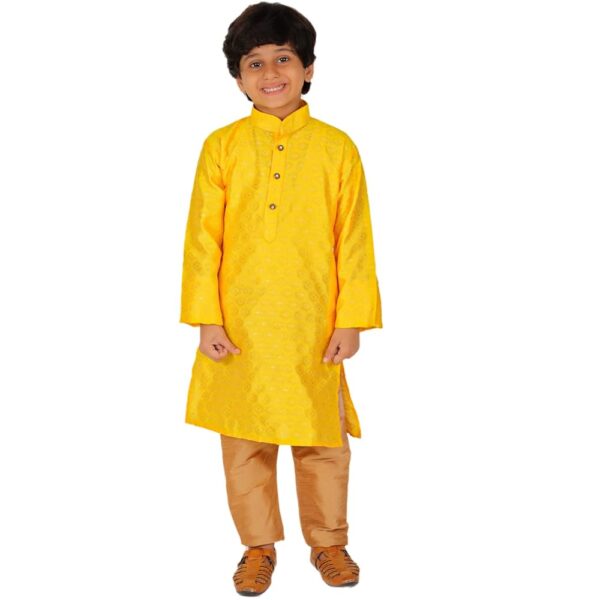 Pro-Ethic Style Developer Handloom Jacquard Silk Kurta Set for Boys | Traditional Ethnic Wear | Indian Dress for Kids | Pack of 1 (S-117)