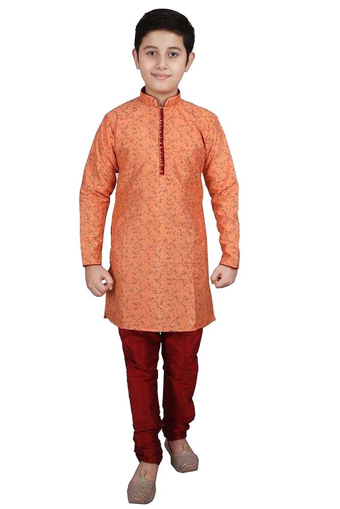 Pro-Ethic Style Developer Handloom Jacquard Silk Kurta Set for Boys | Traditional Ethnic Wear | Indian Dress for Kids | Pack of 1 (S-117)
