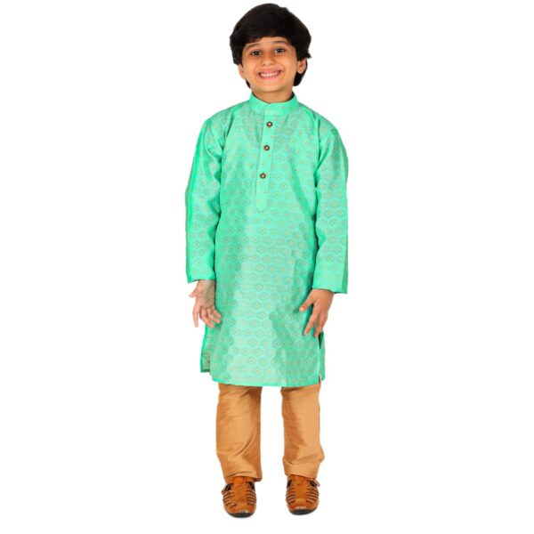 Pro-Ethic Style Developer Handloom Jacquard Silk Kurta Set for Boys | Traditional Ethnic Wear | Indian Dress for Kids | Pack of 1 (S-117)