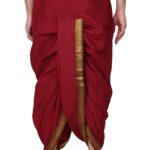 Rameshwaram Fabrics Men's Readymade Elastic Silk Dhoti, Comfortable Pre-Stitched Dhothi