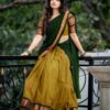 RENVAANI FASHION Women's Indian Traditional Unstitched Kanjivaram Kanchipuram Silk Pure Zari Weaving Lehenga Choli Along With Dupatta With Unstitch Blouse