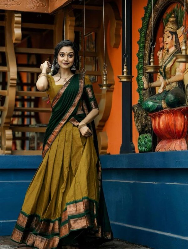 RENVAANI FASHION Women's Indian Traditional Unstitched Kanjivaram Kanchipuram Silk Pure Zari Weaving Lehenga Choli Along With Dupatta With Unstitch Blouse