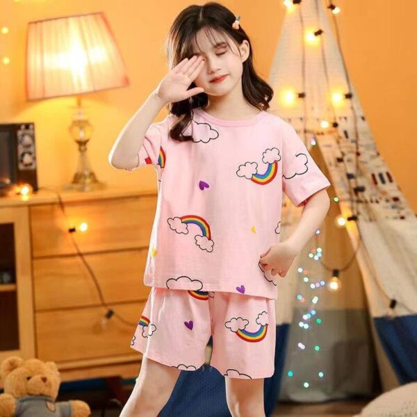 RKEVENT FASHION HUB Girls Sets Children's Pajamas Girls PyjamasTeens Pajamas Teenager Sleepwear Strawberry Printed Nylon Homewear