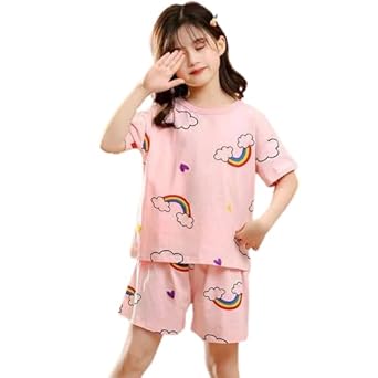 RKEVENT FASHION HUB Girls Sets Children's Pajamas Girls PyjamasTeens Pajamas Teenager Sleepwear Strawberry Printed Nylon Homewear
