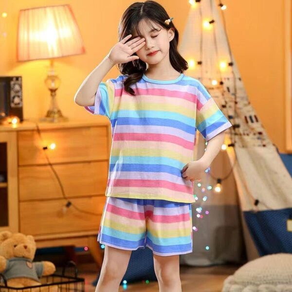 RKEVENT FASHION HUB Girls Sets Children's Pajamas Girls PyjamasTeens Pajamas Teenager Sleepwear Strawberry Printed Nylon Homewear