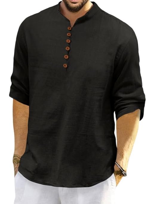 ROYALSCOUT Men's Cotton Polyester Blend Full Sleeve Short Kurta Perfect for Office Gatherings, Festive Dressing, or Traditional Looks