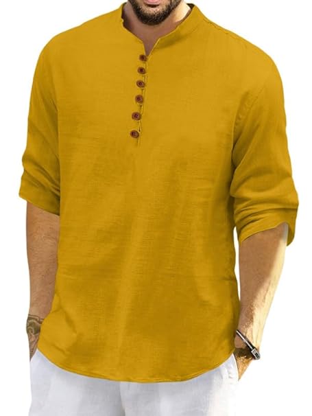 ROYALSCOUT Men's Cotton Polyester Blend Full Sleeve Short Kurta Perfect for Office Gatherings, Festive Dressing, or Traditional Looks