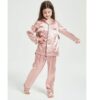 S R Fashion Hub Kid's Pure Satin Full Sleeves Night Suit/Dress for Girls Full Pajama & Top Sleep Suit