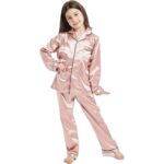 S R Fashion Hub Kid's Pure Satin Full Sleeves Night Suit/Dress for Girls Full Pajama & Top Sleep Suit