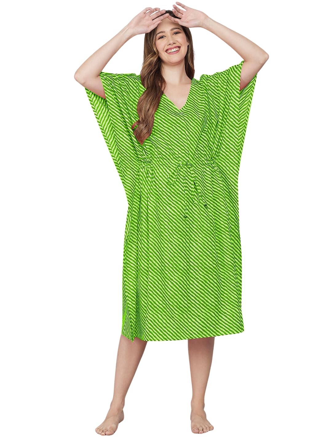 Shararat Women Cotton All Over Print Knee Length Kaftan Nighty|| Featured in Shark Tank India ||
