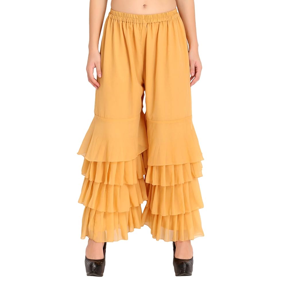 Shararat Women's Plain Gherkalis Palazzo (Free Size - 28 to 42 Inch)|| Featured in Shark Tank India ||