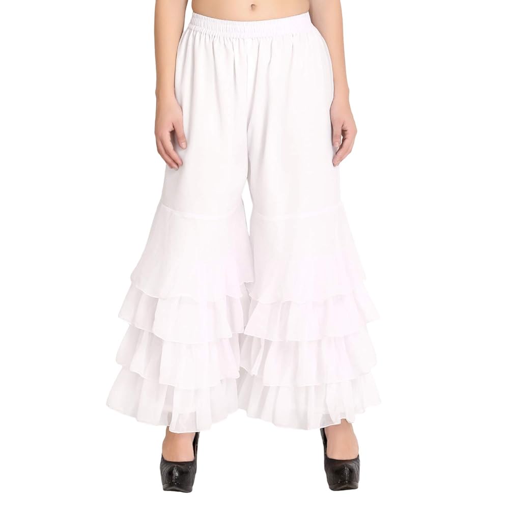 Shararat Women's Plain Gherkalis Palazzo (Free Size - 28 to 42 Inch)|| Featured in Shark Tank India ||