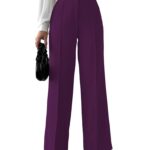 Shasmi Women's High Rise Solid Color High Waist, Wide Straight-Leg Loose Fit, Front Button Closure, Simple Daily Casual Long Pants with Pockets (Without Belt) (Trouser 171)