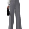 Shasmi Women's High Rise Solid Color High Waist, Wide Straight-Leg Loose Fit, Front Button Closure, Simple Daily Casual Long Pants with Pockets (Without Belt) (Trouser 171)