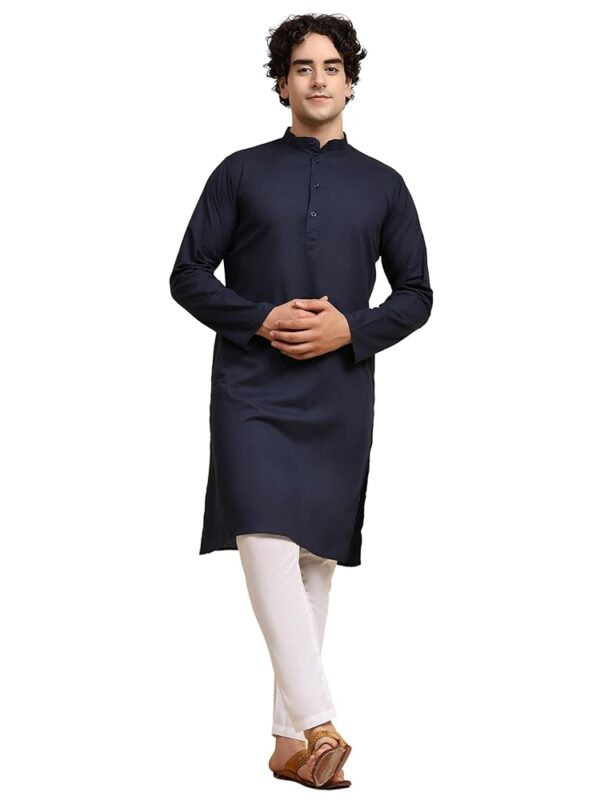 SKAVIJ Men's Casual Kurta Pajama Set Regular Fit Traditional Dress Yoga Outfit