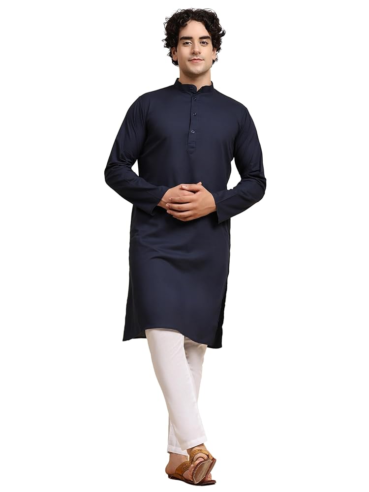 SKAVIJ Men's Casual Kurta Pajama Set Regular Fit Traditional Dress Yoga Outfit