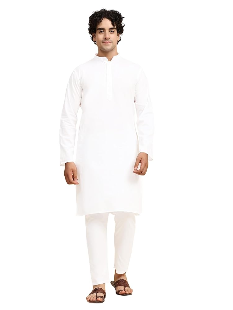 SKAVIJ Men's Casual Kurta Pajama Set Regular Fit Traditional Dress Yoga Outfit