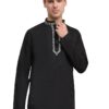 SKAVIJ Men's Cotton Embroidered Kurta Shirt - Long Sleeve Traditional Indian Tunic for Casual