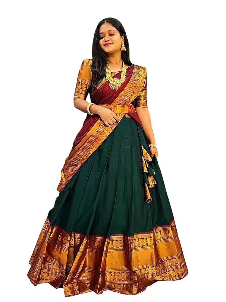 South indian Traditional Unstitched Narayanpet Half Sareee