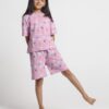 T2F Girls Cotton Printed Oversized Fit T-Shirt and Shorts Clothing Set (Pack of 3)