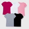 T2F Girls Cotton Printed Regular Fit T-Shirt (Pack of 5)