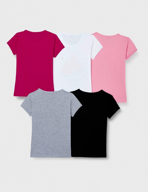 T2F Girls Cotton Printed Regular Fit T-Shirt (Pack of 5)
