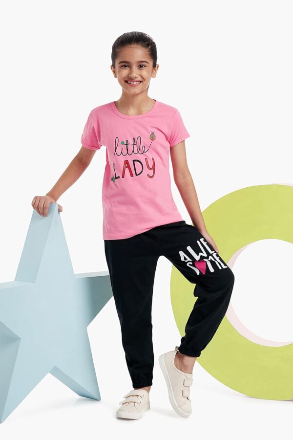 T2F Girls Cotton Printed Regular Fit T-Shirt (Pack of 5)