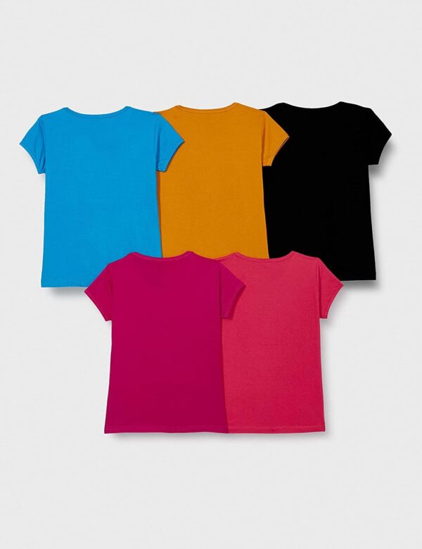 T2F Girls Cotton Printed Regular Fit T-Shirt (Pack of 5)