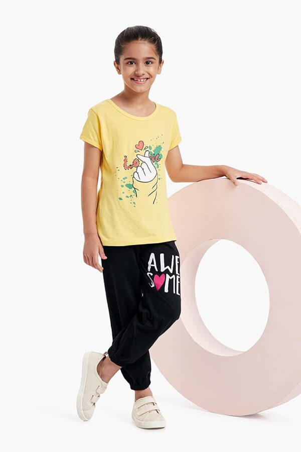 T2F Girls Cotton Printed Regular Fit T-Shirt (Pack of 5)