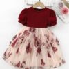 TAGAS Girls Embroidery Pattern Cap Sleeve Dress | Girls Dress | Party Dress for Girls | Fancy Dress Black||Dress||Frock||(KD)