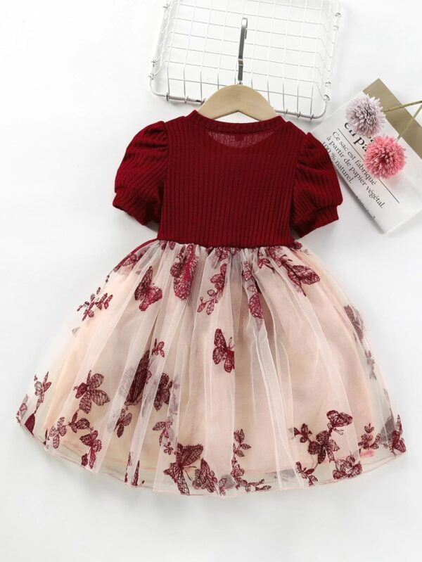 TAGAS Girls Embroidery Pattern Cap Sleeve Dress | Girls Dress | Party Dress for Girls | Fancy Dress Black||Dress||Frock||(KD)