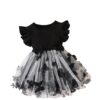 TAGAS Girls Embroidery Pattern Cap Sleeve Dress | Girls Dress | Party Dress for Girls | Fancy Dress Black||Dress||Frock||(KD)