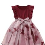 TAGAS Girls Embroidery Pattern Cap Sleeve Dress | Girls Dress | Party Dress for Girls | Fancy Dress Black||Dress||Frock||(KD)