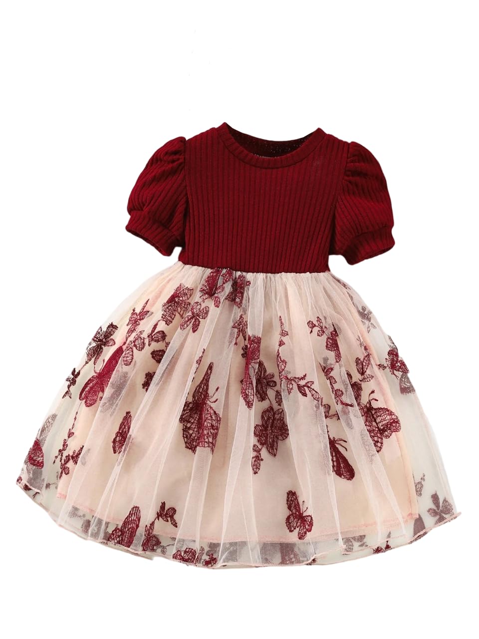 TAGAS Girls Embroidery Pattern Cap Sleeve Dress | Girls Dress | Party Dress for Girls | Fancy Dress Black||Dress||Frock||(KD)