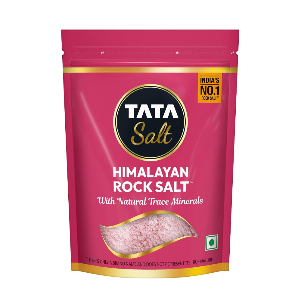 Tata Himalayan Rock Pink Salt, 1kg Pouch, Premium Sendha Namak, With Natural Trace Minerals, Low Sodium, Crystal Salt