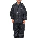 THE CLOWNFISH Kid's Waterproof Double Coating Reversible Standard Length Raincoat With Hood & Reflector Logo At Back, Top & Bottom Printed Plastic Pouch
