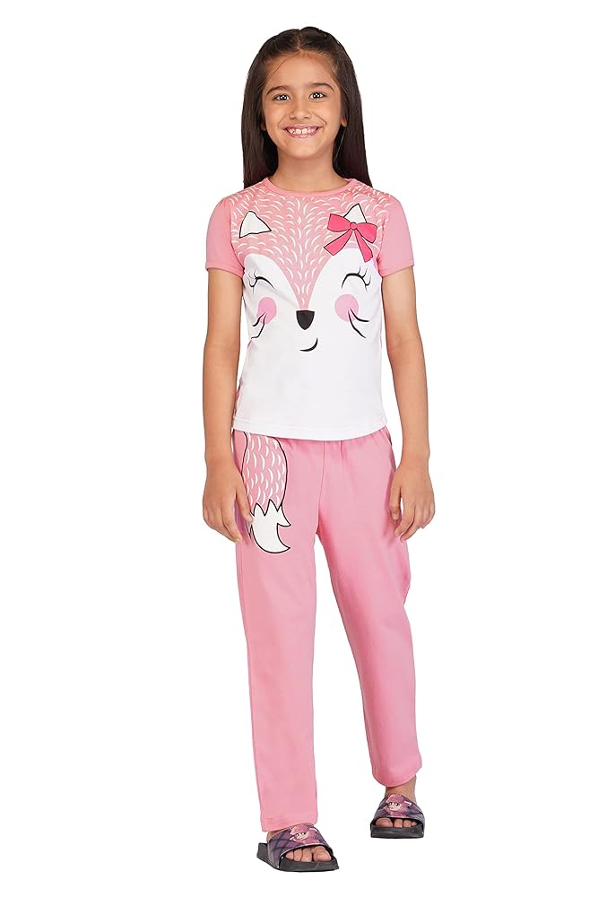 TotzTouch Baby Girl's Cotton Printed Pyjama Set Pack of 1