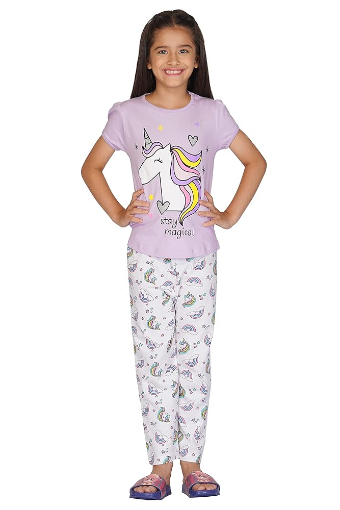 TotzTouch Baby Girl's Cotton Printed Pyjama Set Pack of 1