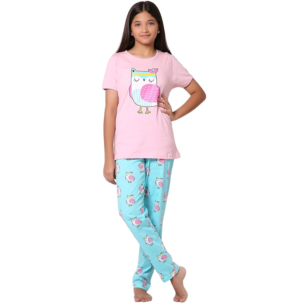TotzTouch Baby Girl's Cotton Printed Pyjama Set Pack of 1