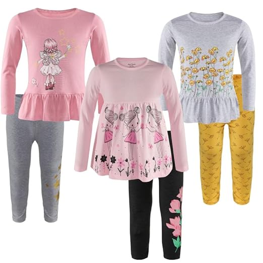 TotzTouch Cotton Girls Night Wear T Shirt & Pyjama Full Sleeves | Night Dress for Girl Kids | Night Dresses Tee Top & Pajama Pant Set of 3