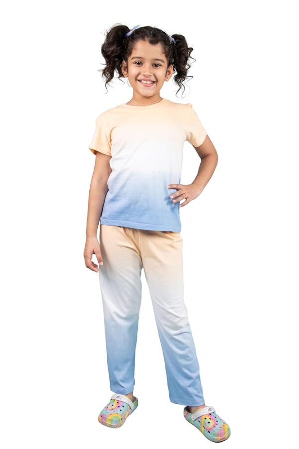 Tweeny Mini Kids Girls Pure Cotton Tie Dye Sleepwear | Night Suit | Night Wear | Half Sleeves Top & Pyjama Set Summer Wear