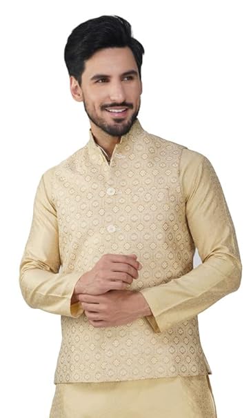 Vastraa Fusion Men's Export-Quality Indian Traditional Nehru Jacket/Waistcoat
