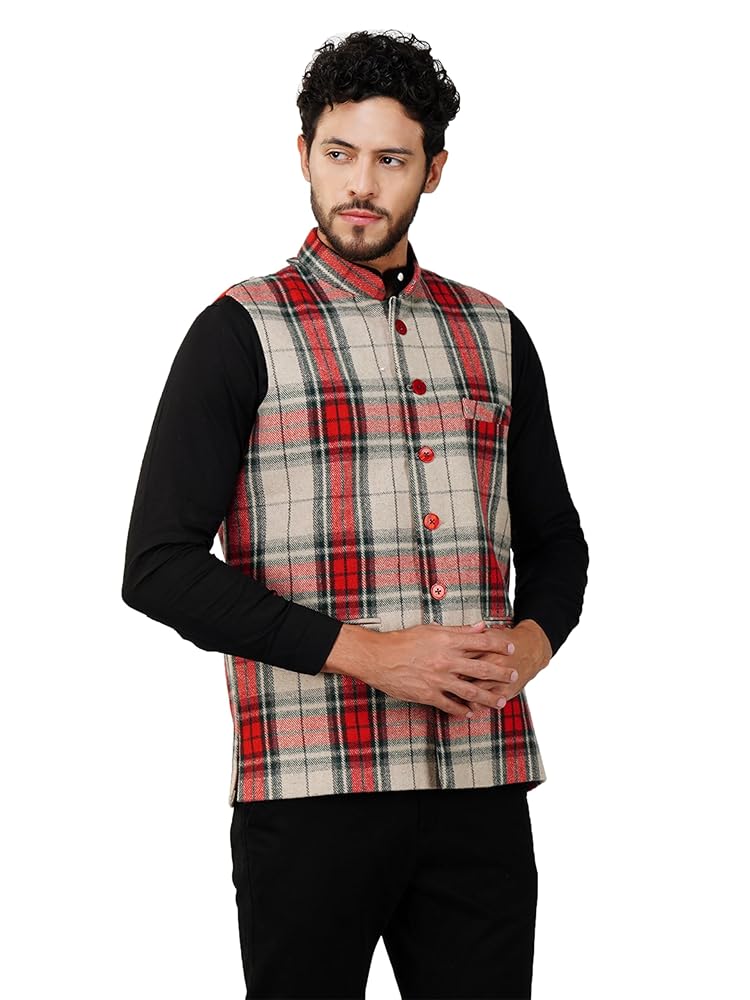 Vastraa Fusion Men's Traditional Nehru Jacket Modi Waistcoat